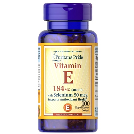 Viên Uống Đẹp Da Vitamin E 184mg With Selenium 50mg Puritan's Pride của Mỹ