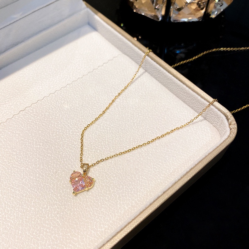 Vòng cổ Mạ Vàng Mặt Trái Tim Đính Đá Zircon Cao Cấp Thời Trang
