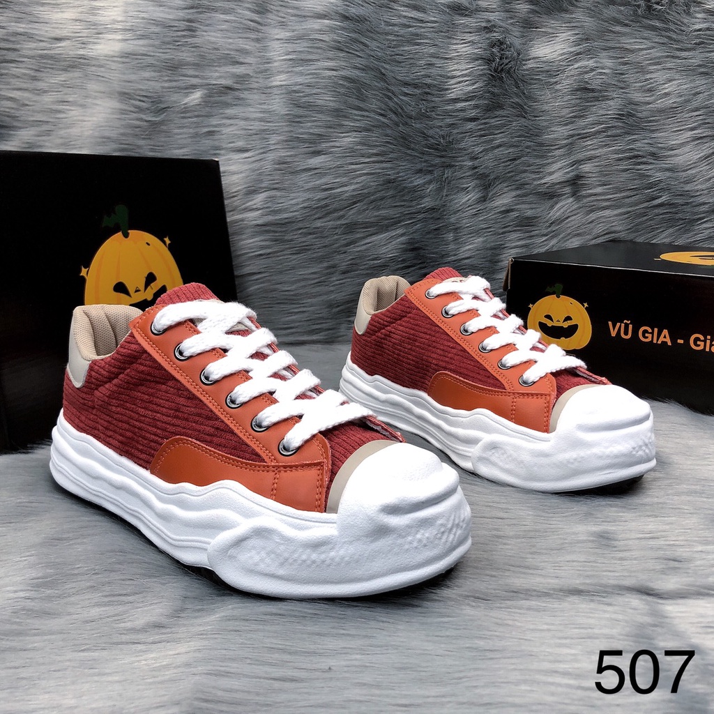 Giày thể thao nam nhập khẩu chính hãng VŨ GIA Chất kẻ nhung đế khâu Cao su đúc 507