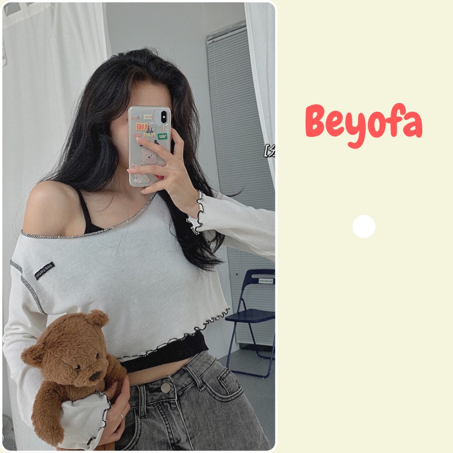 Áo Croptop 2 Dây Kèm Áo Dài Tay Khoác Ngoài - Áo Thun Giấy Viền Bèo Kèm Áo Ngắn