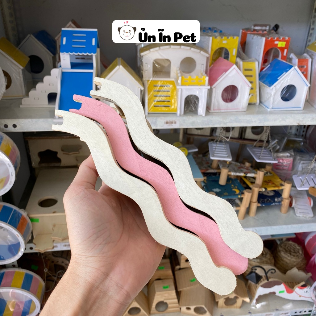 Trang trí chuồng hamster, thang gỗ tự nhiên