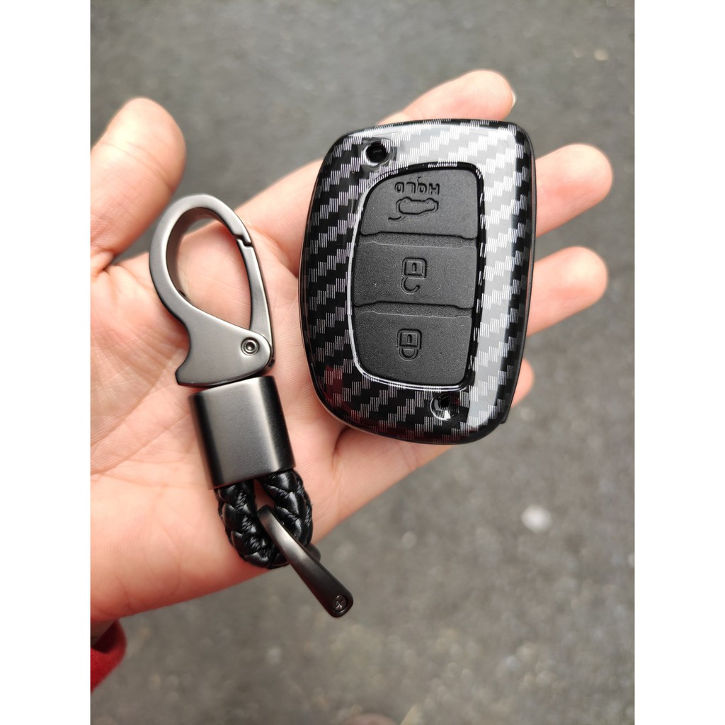 Vỏ chìa khóa cacbon cao cấp xe Elantra / Tucson /Grand i10 chìa thông minh