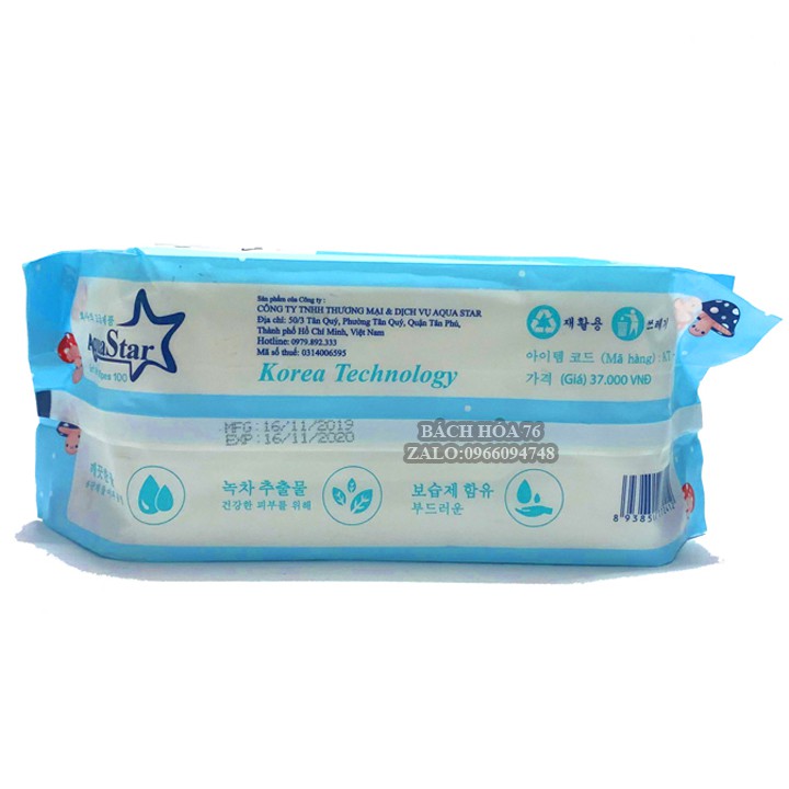 Khăn Ướt Organic Trẻ Em StayDry Aquastar 100 Tờ Không Mùi Hương - An Toàn 100% Tuyệt Đối Cho Trẻ