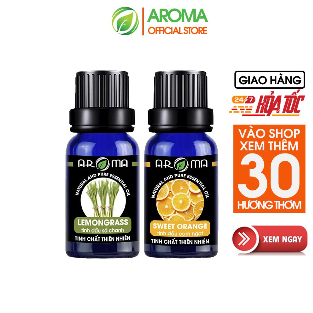 Combo tinh dầu AROMA Sả chanh và Cam ngọt thơm phòng đuổi muỗi tăng cường đề kháng