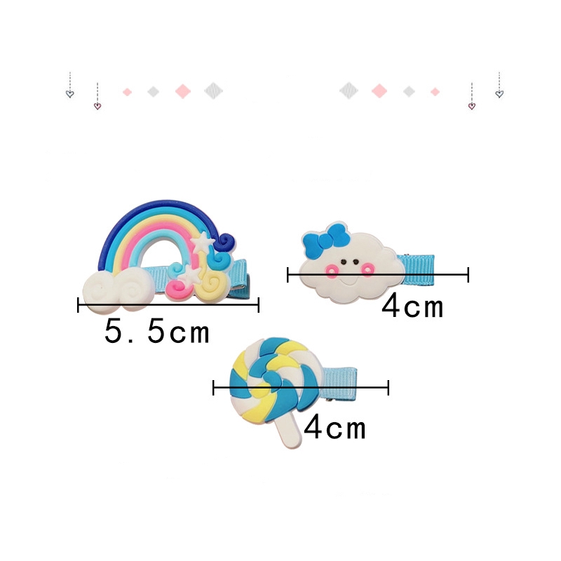 Kẹp tóc hình đám mây cầu vồng hoạt hình dễ thương phong cách Hàn Quốc cho bé