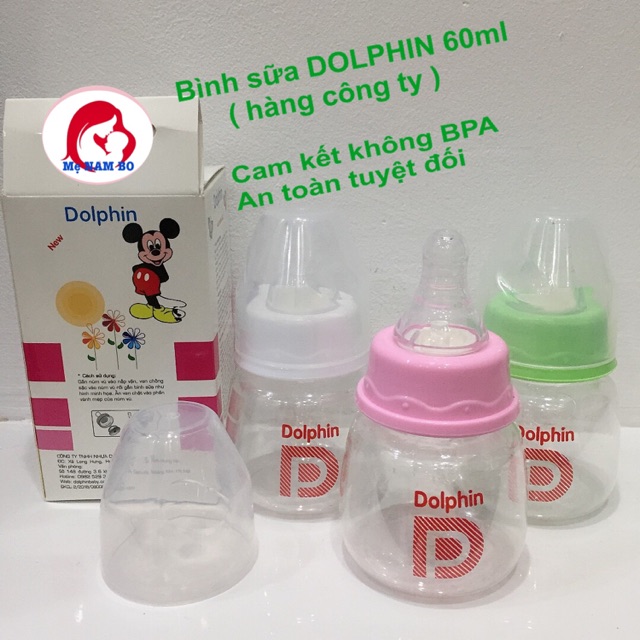 [ CÓ VAN CHỐNG SẶC ] Bình Sữa Nhí 60ml DOLPHIN - HÀNG CÔNG TY - An toàn cho các bé từ sơ sinh