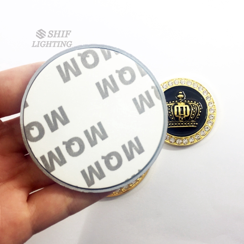 Logo kim loại kiểu vương miện đính đá 3D kiểu sang chảnh trang trí xe hơi