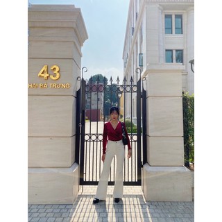 áo nhung vạt chéo đỏ đô
