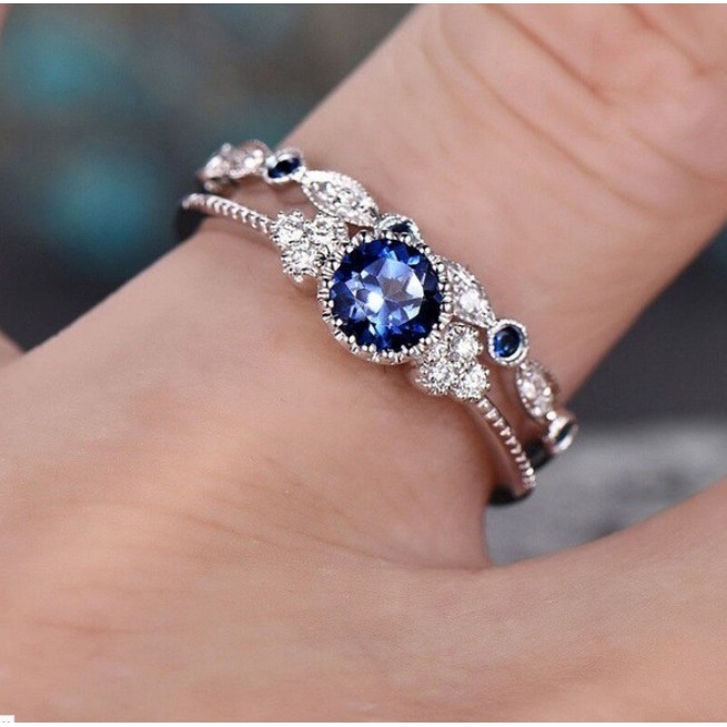 Nhẫn Đính Đá Sapphire Màu Ngọc Lục Bảo Cho Nữ YR