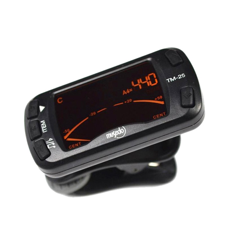 Musedo Tm-25 Tm25 Clip-On Electric Tuner & Metronome Guitar Chromatic Bass Violin Ukulele Universal Multifunction Portable