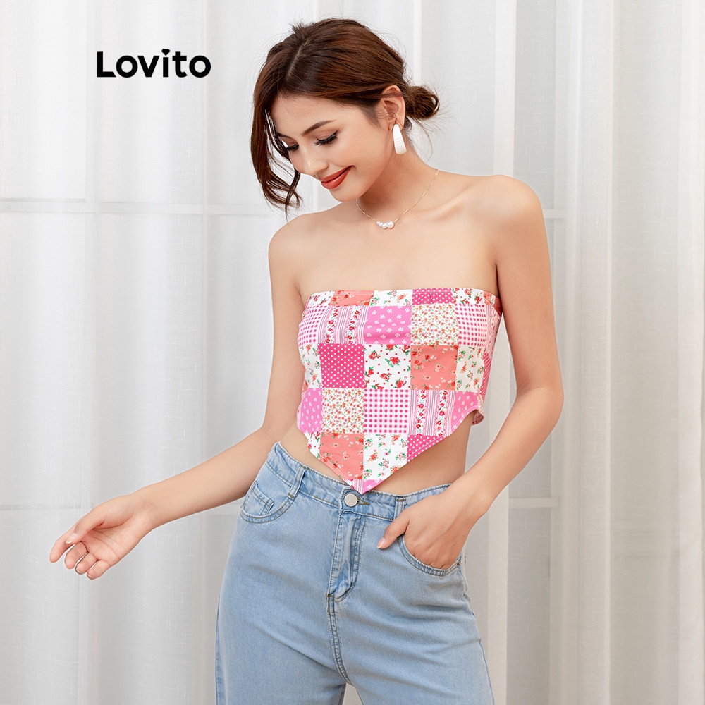 Lovito Áo Tank Top Không Dây In Họa Tiết Thời Trang L05246 | BigBuy360 - bigbuy360.vn