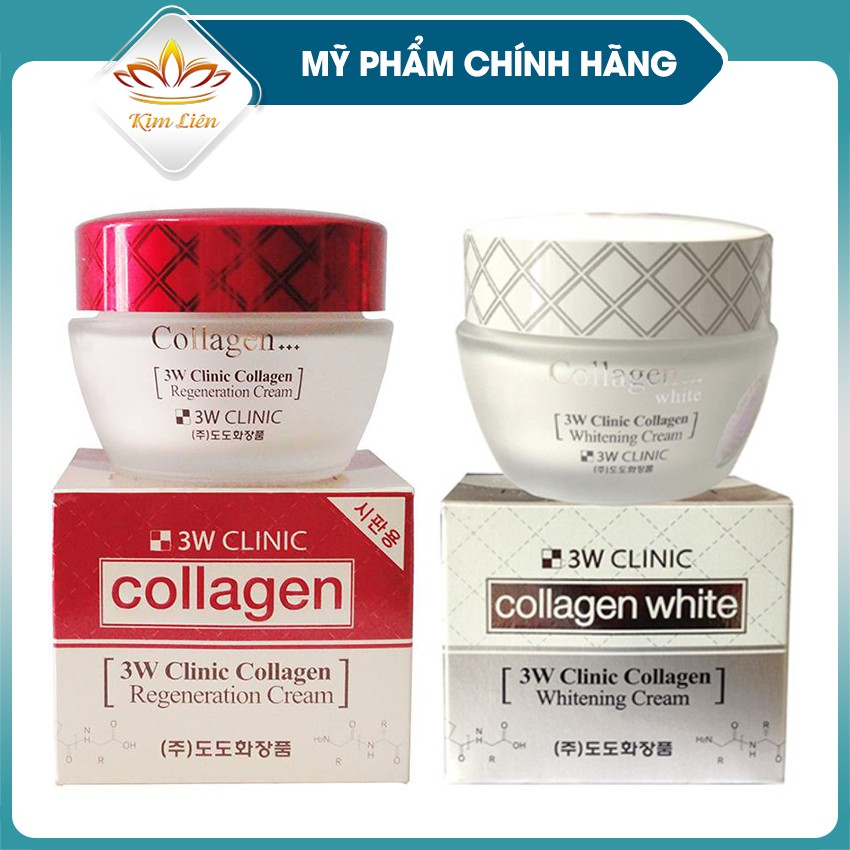 [Dùng Là Mê] Kem dưỡng trắng da 3W Clinic 50ml ,dưỡng ẩm chống lão hóa chiết xuất Collagen