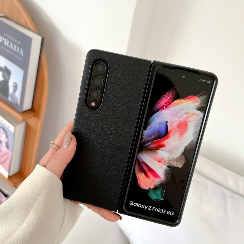 Ốp Điện Thoại Da Gập Chống Sốc Họa Tiết Vân Đá Thời Trang Cho Samsung Galaxy Z Fold 3 5G