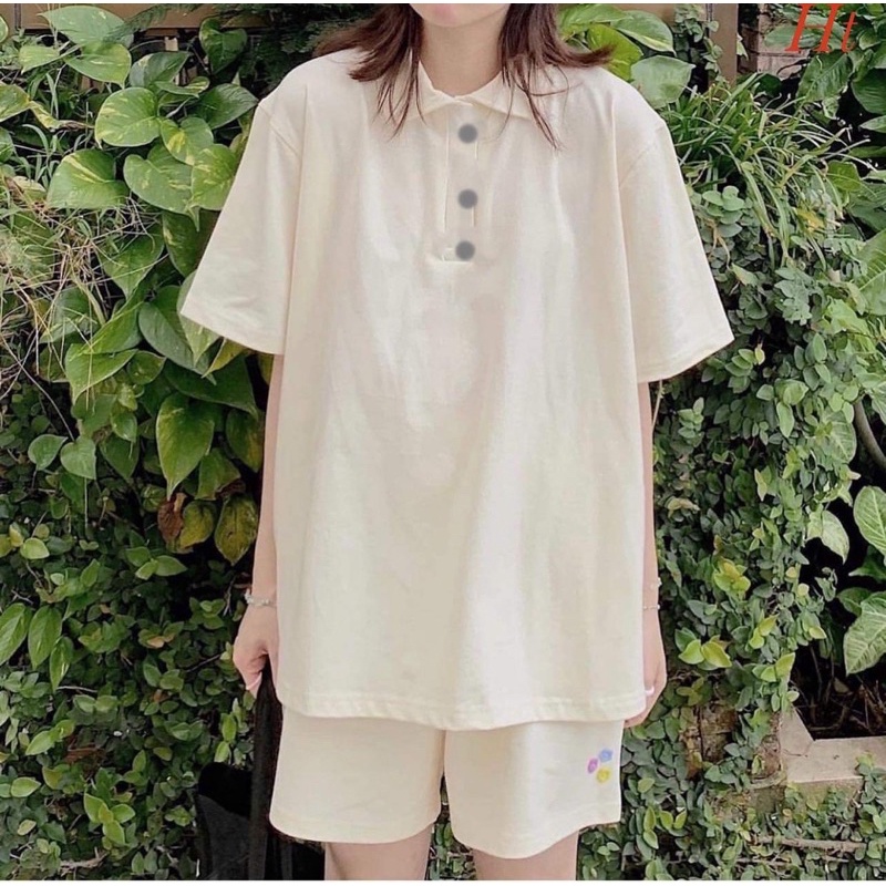 Bộ đùi polo quần hoa HT11