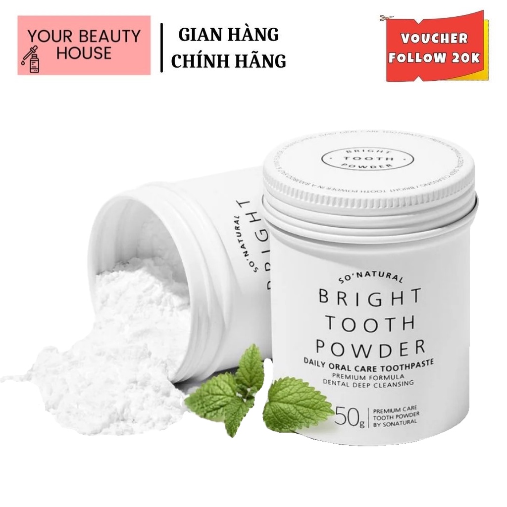 Bột đánh trắng răng BRIGHT TOOTH POWDER SO'NATURAL - 50g