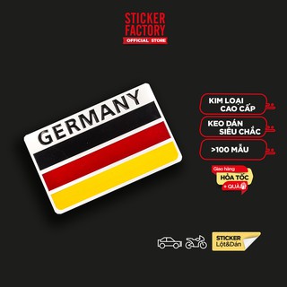 Sticker hình dán metal dán xe cờ Đức miếng lẻ Hình chữ nhật - STICKER FACTORY