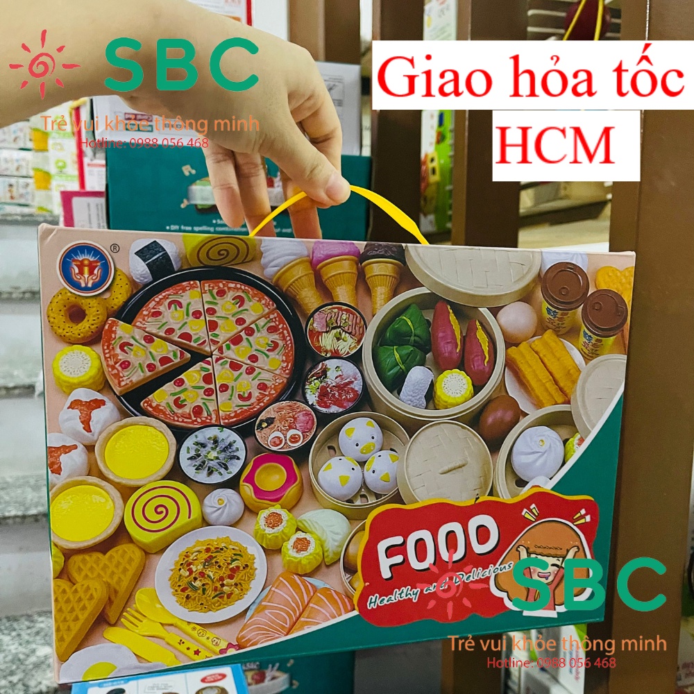 - Bộ đồ chơi nấu ăn 58 chi tiết món ăn Dimsum hoặc Pizza có hộp