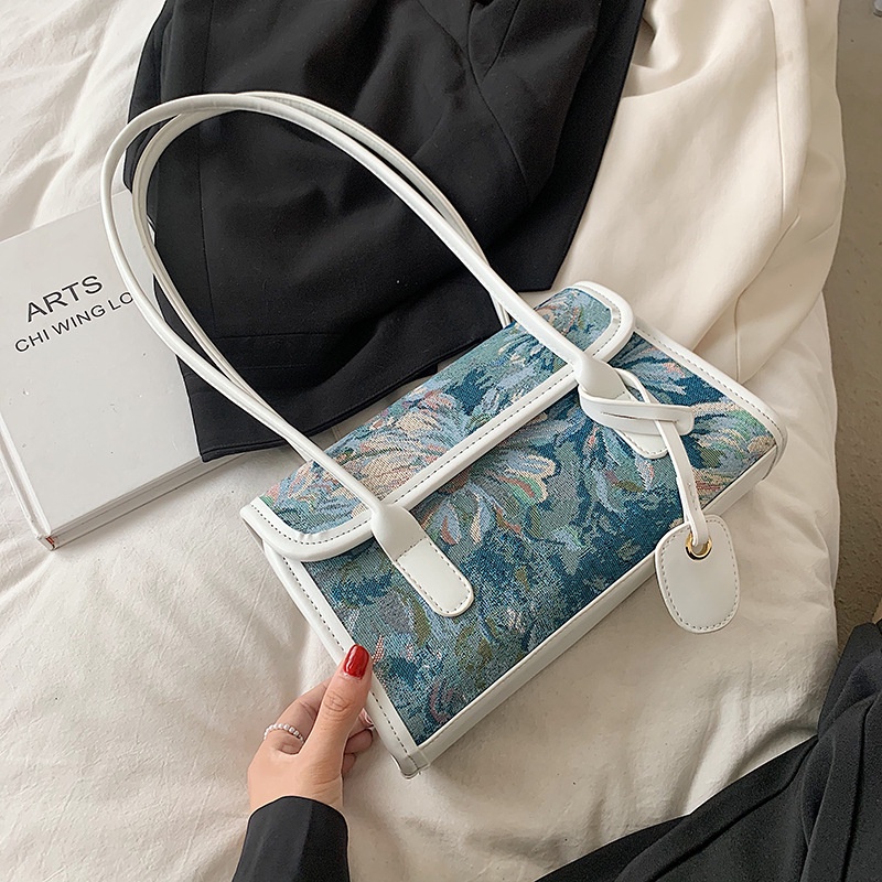 Túi đeo dưới cánh tay Dáng Vuông Nhỏ In Hoa Thời Trang Mùa Hè Cho Nữ 2021