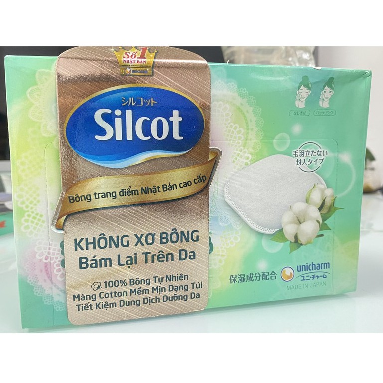 Bông Tẩy Trang Silcot Unicharm Nhật Bản.Hộp Cao Cấp 66 Miếng