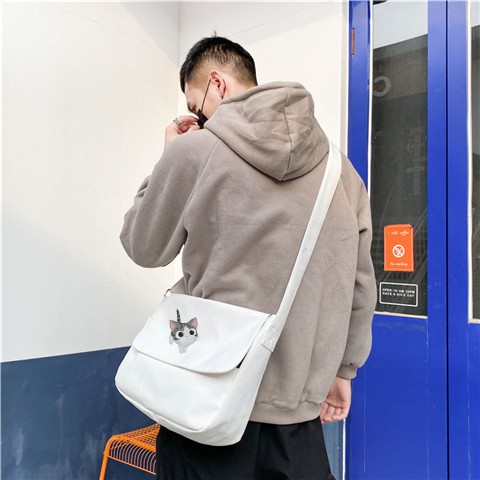 Size lớn_có khóa + túi con có khóa _TÚI tote CHÉO MÈO CON CHẤT VẢI CANVAS DÁNG UNISEX NAM NỮ