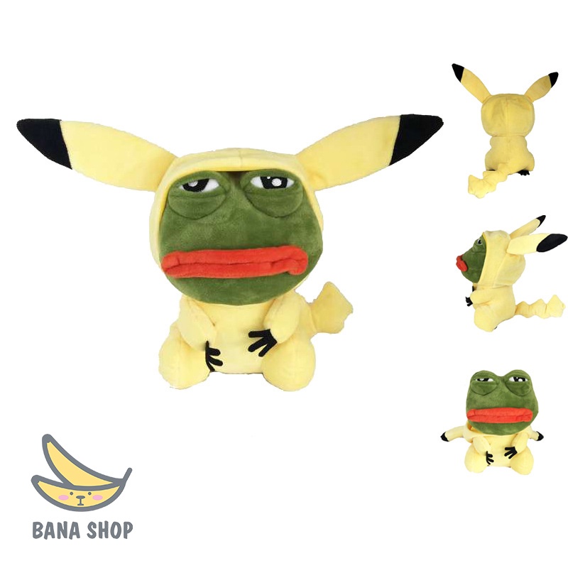 Gấu bông ếch xanh sad frog Pepe mặc áo pikachu vàng siêu bựa dành cho vozer