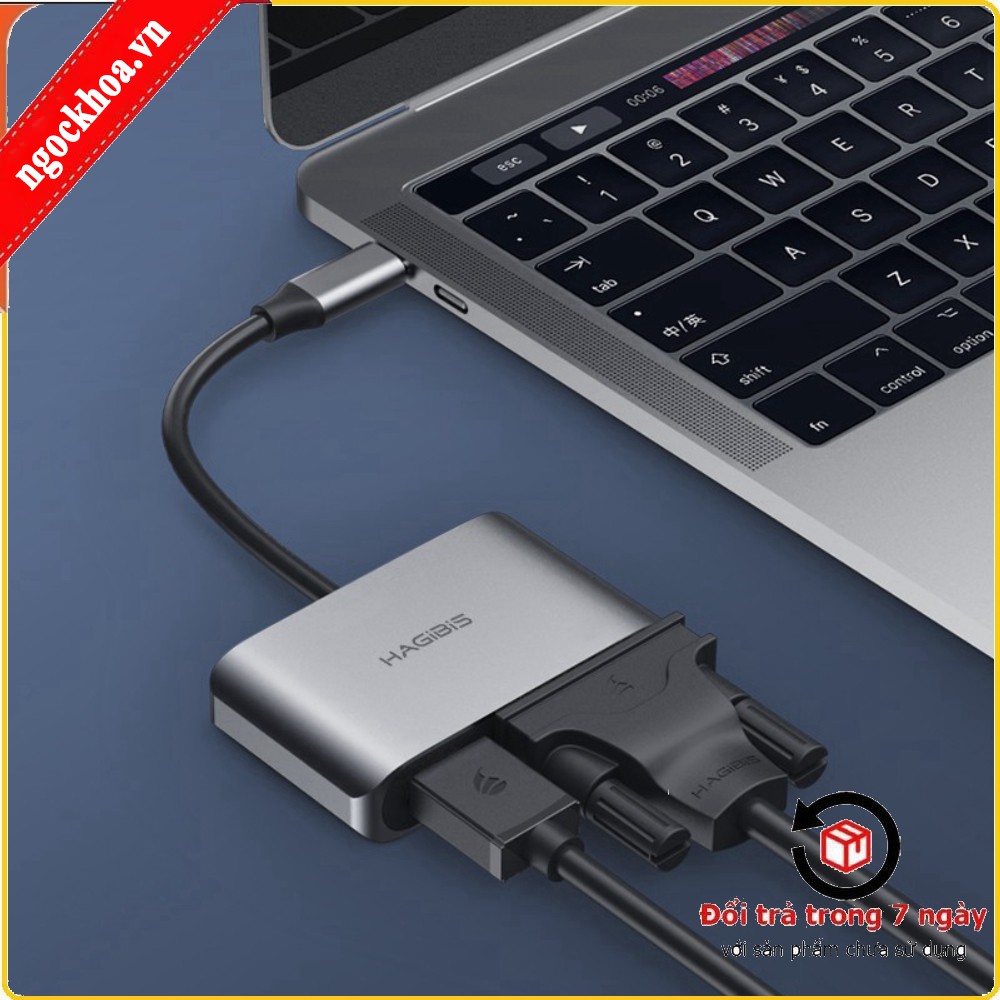 Cáp Chuyển USB-C To 4K HDMI/VGA Hagibis 2 in 1 Hub