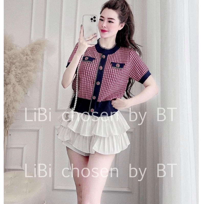 Áo len họa tiết viền cúc_ Hàng Quảng Châu