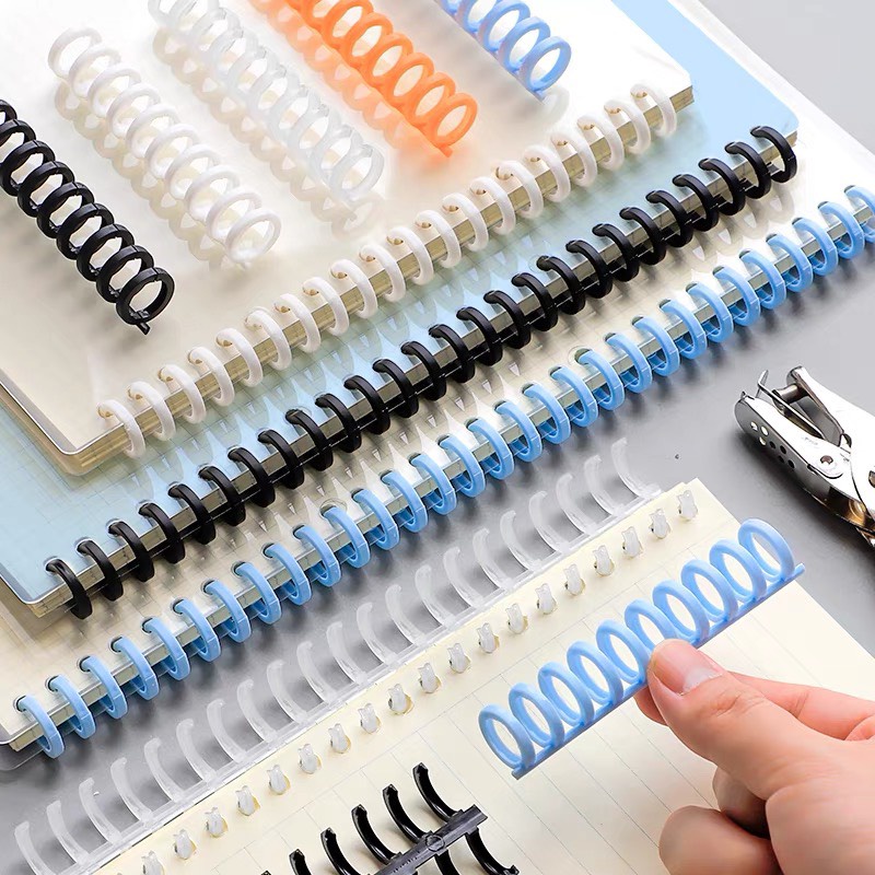 Thanh còng nhựa A5 B5 A4 20 26 30 lỗ làm sổ, kẹp tài liệu đường kính 12mm màu pastel xinh xắn