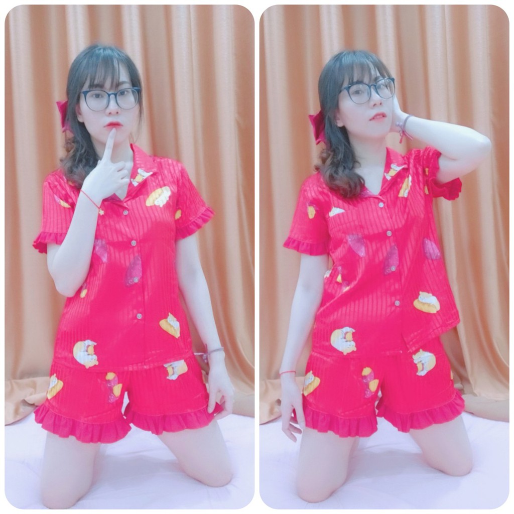 Đồ Ngủ Pijama Nữ Lụa Satin Đùi Xinh Xịn Sò Hàng Loại 1 Mát Mịn | BigBuy360 - bigbuy360.vn