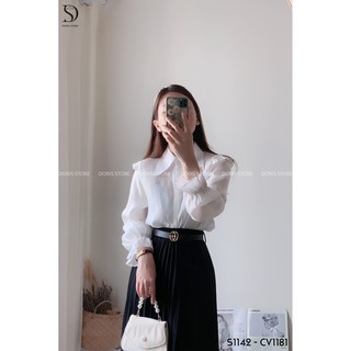 Áo lụa ánh sơ mi cổ cách điệu DORIS S1142 A