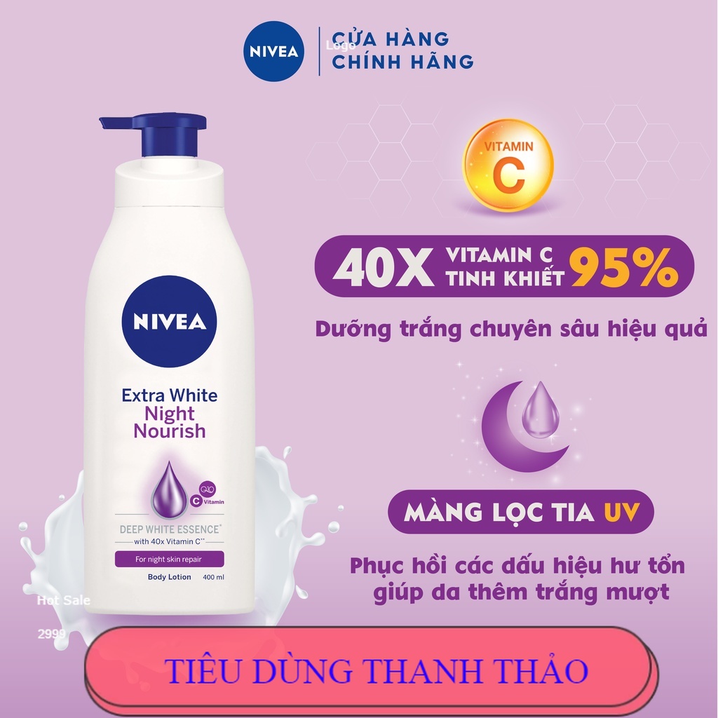 Sữa Dưỡng Thể Ban Đêm NIVEA Extra White Night Nourish Dưỡng Ẩm | Trắng Da