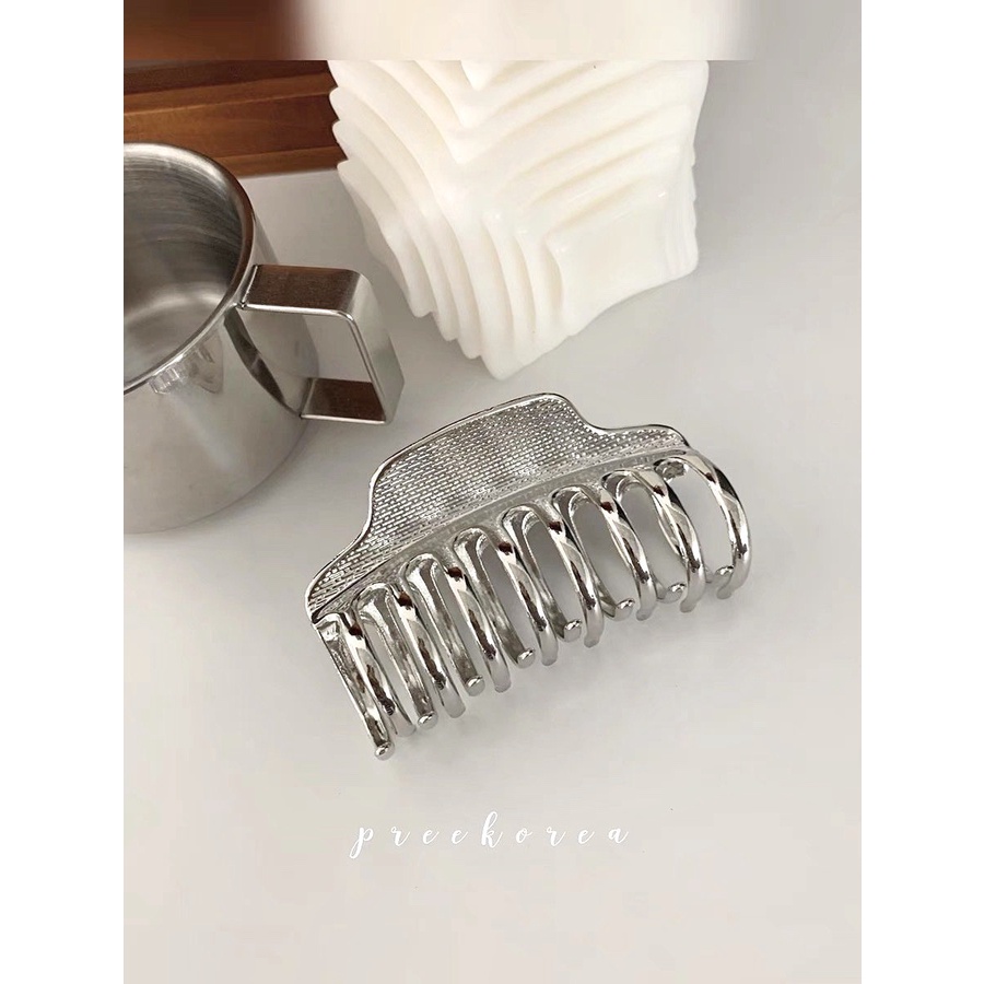 Kẹp hàm cá mập kim loại bạc lớn chắc tóc, kẹp cặp ngoạm phụ kiện nữ thời trang Filibra KT035