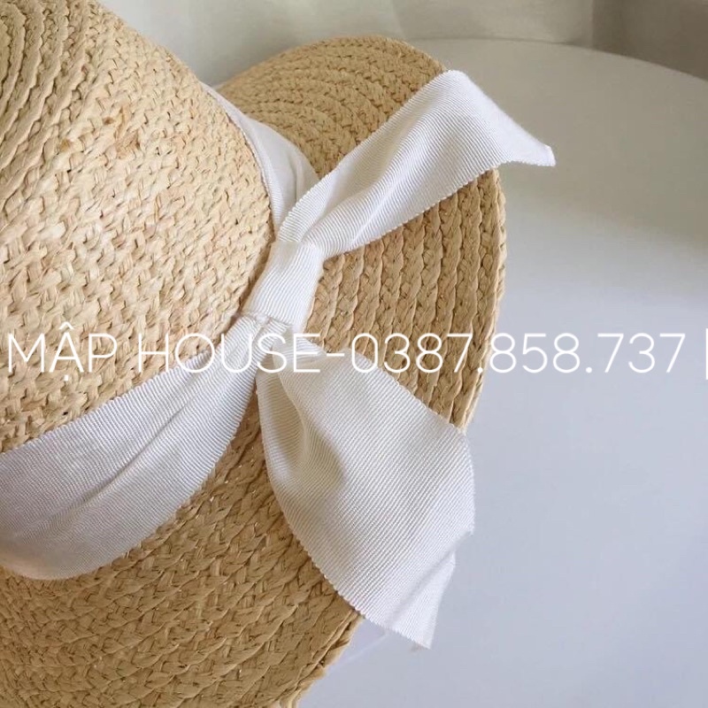 Mũ cói nơ tiểu thư phong cách Vintage