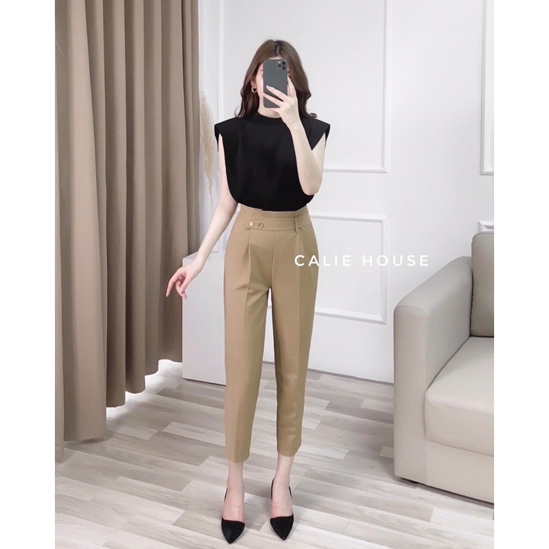 Quần baggy cạp cao phối 2 cúc | BigBuy360 - bigbuy360.vn