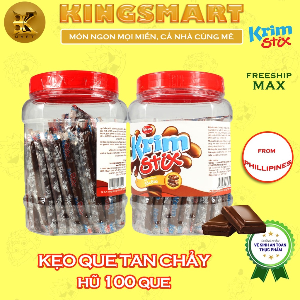 Kẹo Socola tan chảy dạng que KRIM STIX (Hũ 100 que/ 430G)