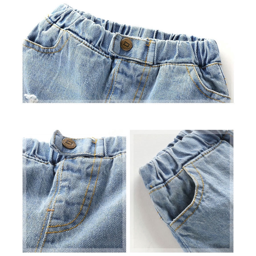 Quần jeans dài bằng cotton màu trơn thời trang xuân thu 2020 phong cách Hàn Quốc cho bé trai và bé gái