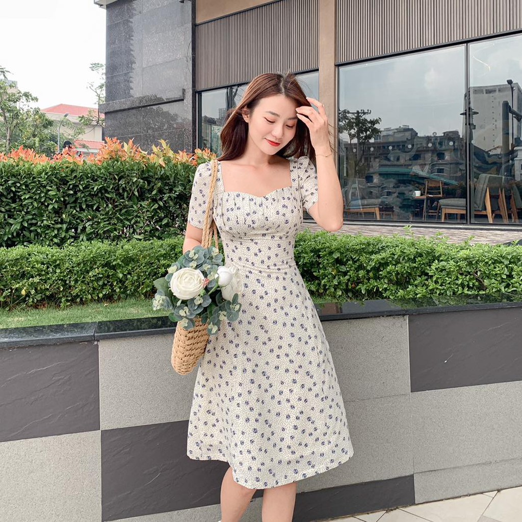 Đầm NOVA cổ vuông cách điệu cổ xếp ly dáng dài | BigBuy360 - bigbuy360.vn