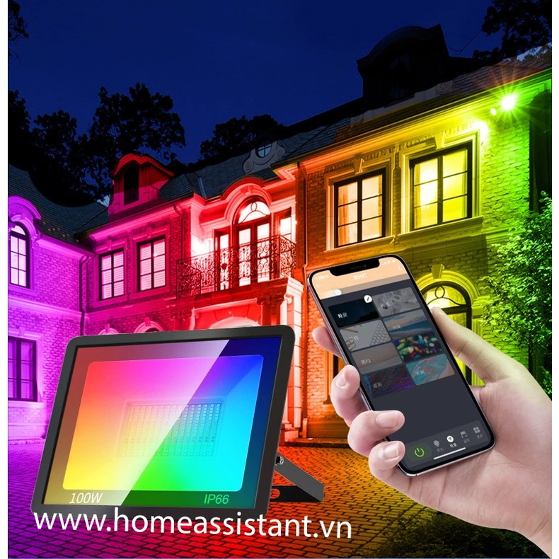Đèn Pha LED Wifi Zigbee Tuya Đổi Màu RGB 100W HUE03  Hass Smart Life