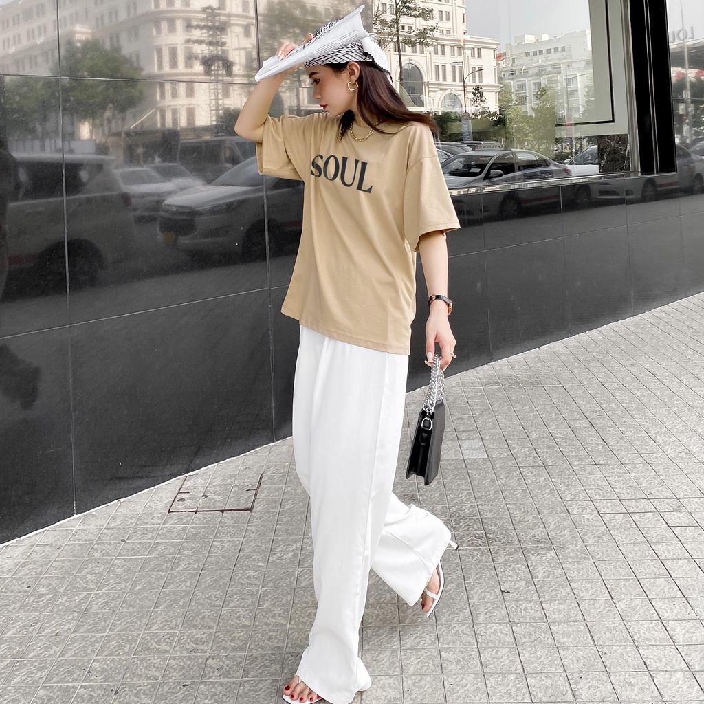 Áo thun in SOUL unisexCAO CẤP form basic 100% cotton premium vải dày, không xù lông SOUL OF A NATION-Trắng/Đen/Kem/Hồng