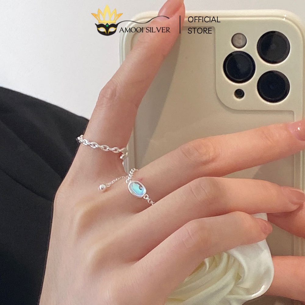 Nhẫn bạc S925 freesize opal dây rút - Amooi Silver AN97