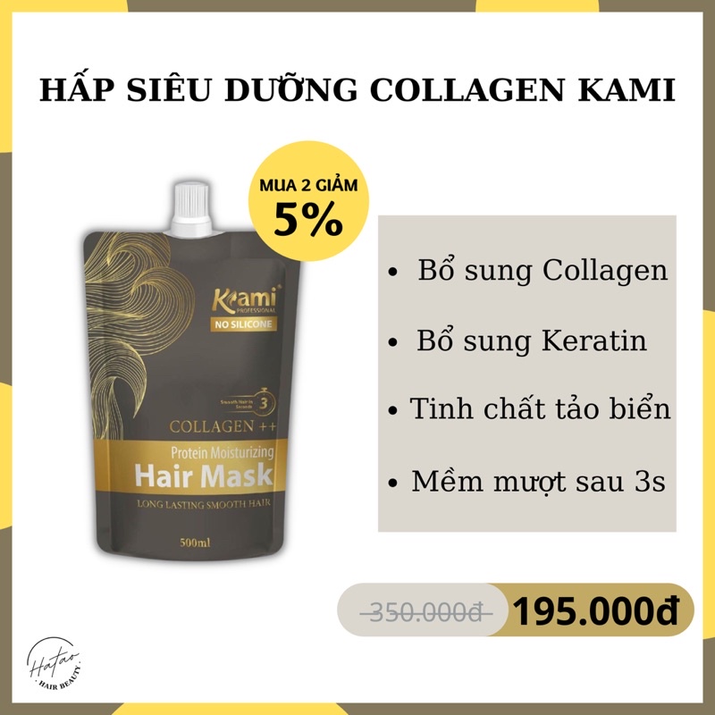 Hấp siêu dưỡng collagen Kami siêu mềm mượt túi 500g