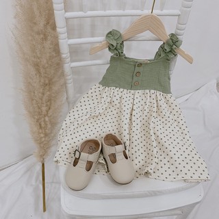 ĐẦM CHẤM BI PHỐI XÔ MUSLIN MÁT MẺ HÀN QUỐC