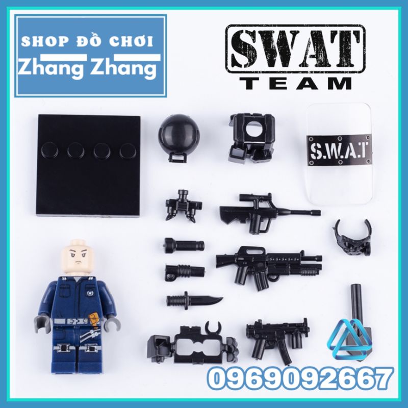 Đồ chơi Xếp hình mô hình cảnh sát đặc nhiệm SWAT phản ứng nhanh Minifigures Kazi KY017