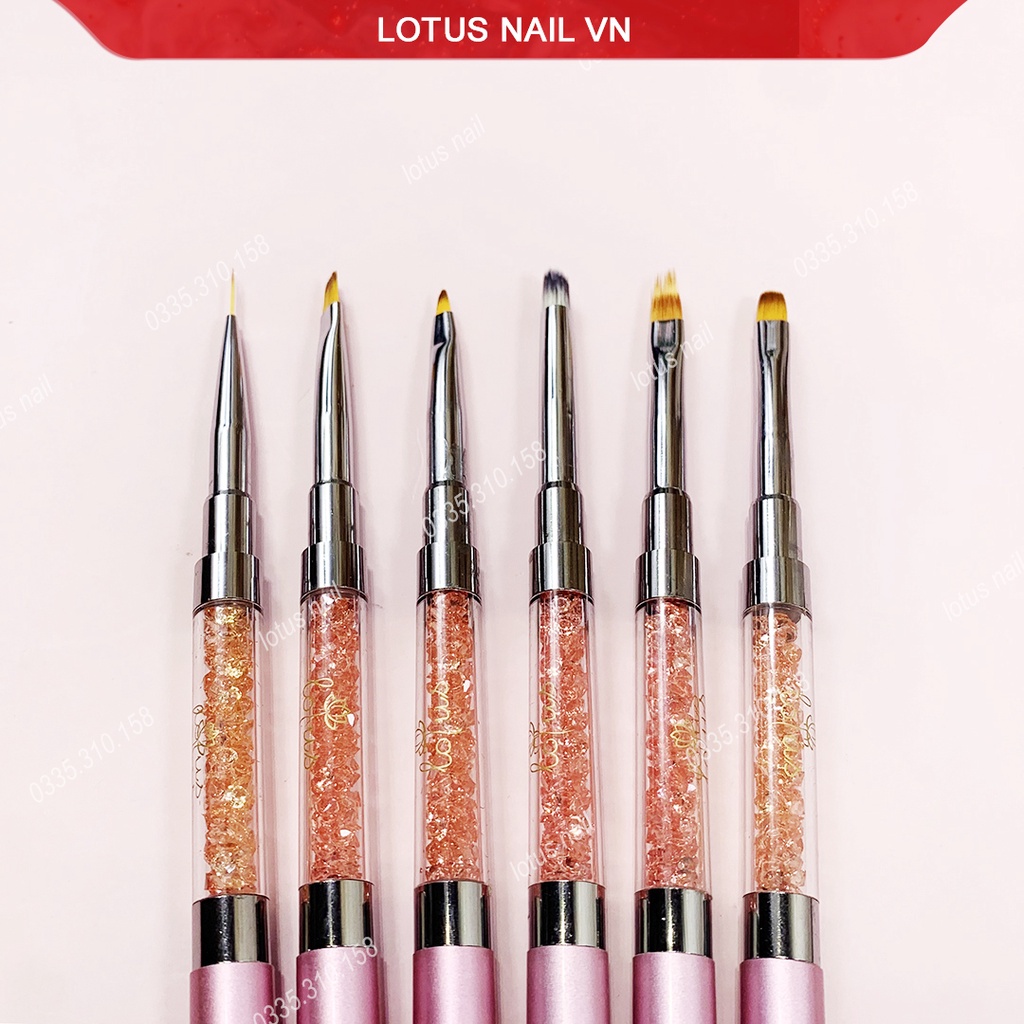 Cọ vẽ nail 2 đầu cán đá cao cấp tiện lợi lông chồn mềm mượt