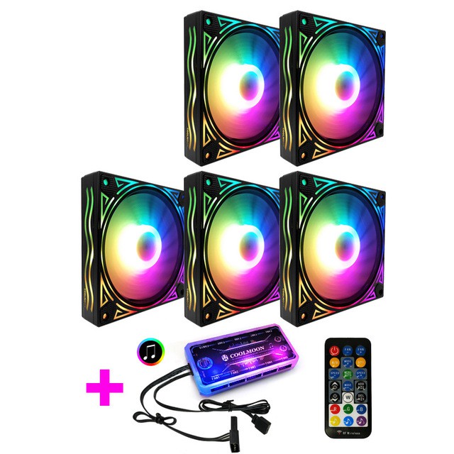 Bộ 5 Quạt Tản Nhiệt, Fan Case Led RGB Coolmoon X Plus - Kèm Bộ Hub Sync Main