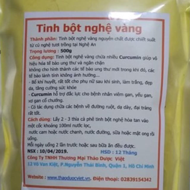 250g Tinh bột nghệ vàng Nghệ An