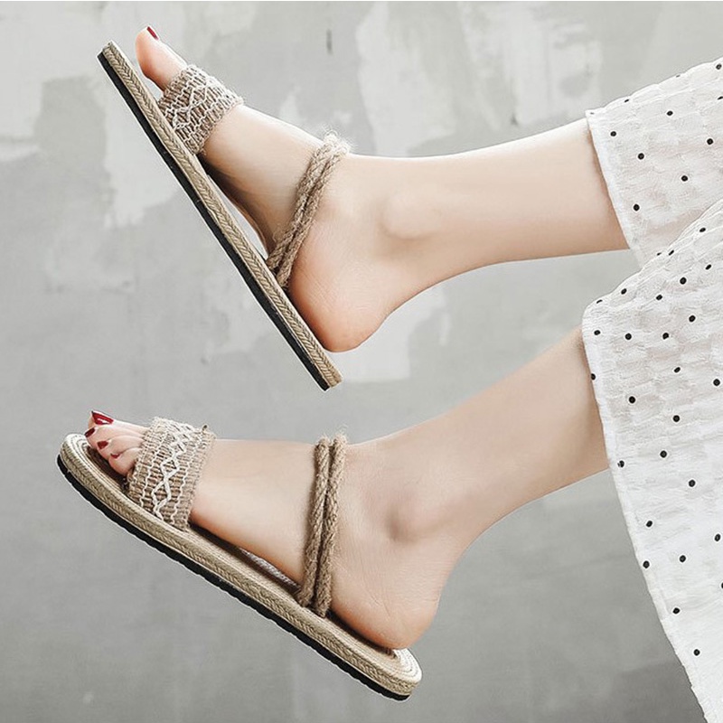 Xăng đan Nữ Đế Bệt 1.5cm Quai Vải Cói Thời Trang Mùa Hè Giản Dị