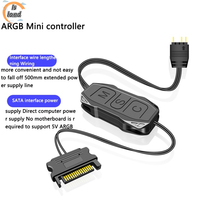 Bộ Điều Khiển Mini Argb Dây Cáp Dài Rộng 5v 3-pin Sang SATA