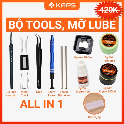 Bộ dụng cụ, dầu mỡ lube bàn phím tool lube | Mỡ lube switch | Lube tool | All in 1 | Combo 10 | Dụng cụ lube switch,stab | BigBuy360 - bigbuy360.vn