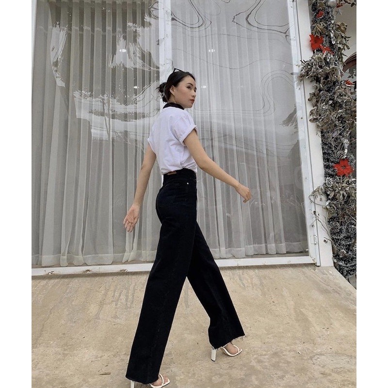 Quần suông Fancy Đen Rocky Denim